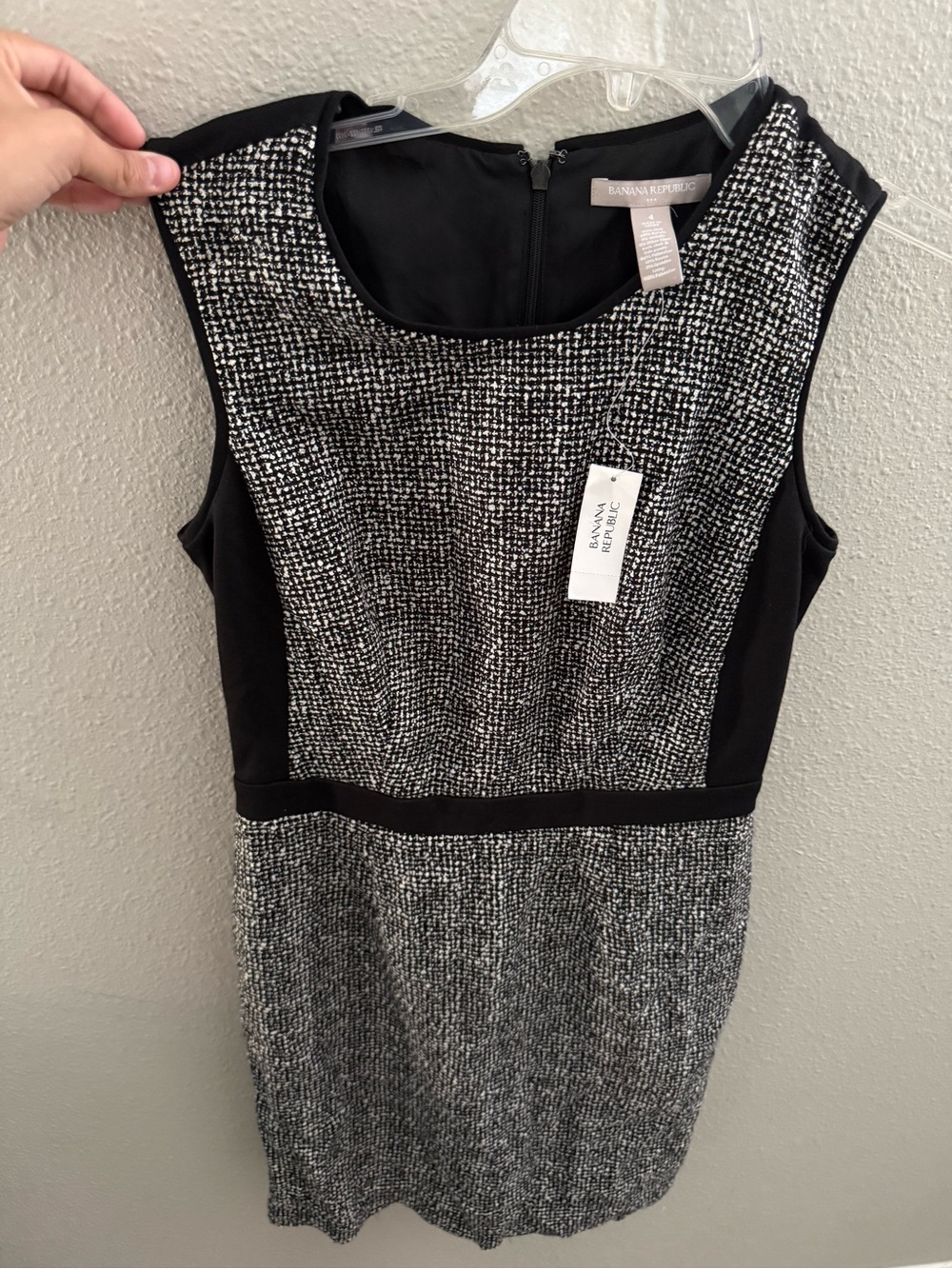 Banana Republic Black & White Tweed Sheath Dress with Side Panels